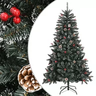Choinki - vidaXL Sztuczna choinka ze stojakiem, zielona, 150 cm, PVC - miniaturka - grafika 1