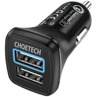 Ładowarki samochodowe - Choetech ładowarka samochodowa 2 x USB Quick Charge 3.0 30W 2,4A czarna (C0051) - miniaturka - grafika 1