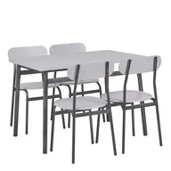 Stoły z krzesłami - Beliani Beliani Zestaw do jadalni stół i 4 krzesła szary z czarnym VELDEN - miniaturka - grafika 1