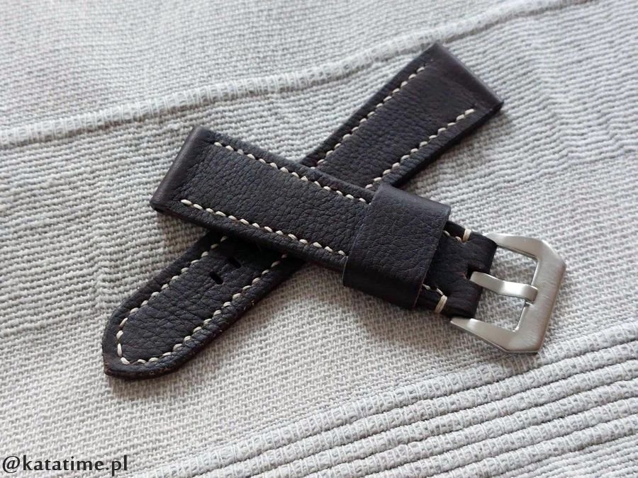 PASEK DO ZEGARKA 28 MM XL brązowy polski szyty ręcznie naturalna skóra