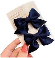 Ozdoby do włosów - Spinki Kokardki Do Włosów Granatowe Kokarda Zestaw Dla Dziewczynki 2 Sztuki - miniaturka - grafika 1