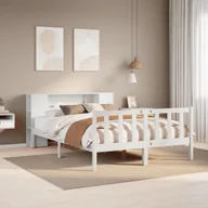 Łóżka - Łóżko z regałem, bez materaca, białe, 160x200 cm, sosnowe Lumarko! - miniaturka - grafika 1