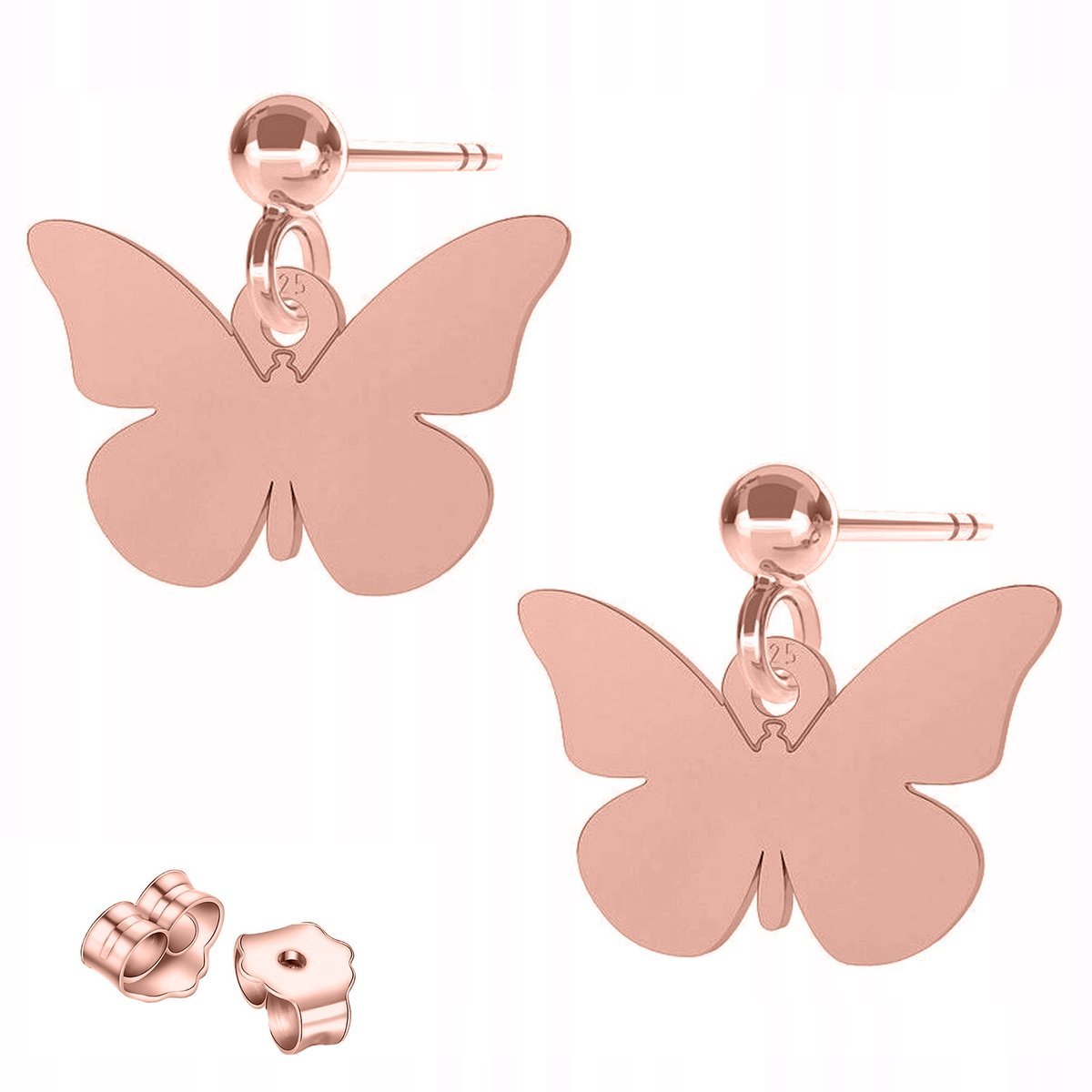 Kolczyki Pozłacane Motyle Owady Blaszki z Motylem Motylkiem SREBRO 925