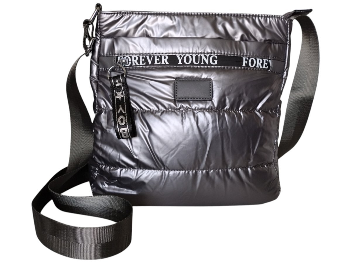 Torebka Damska, Miejska Mała Pikowana Listonoszka Na Ramię, Kolor Szary