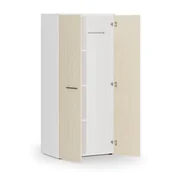 Szafy biurowe - Szafa ubraniowa biurowa PRIMO WHITE, 3 półki, drążek do szafy, 1781 x 800 x 500 mm, biały/brzoza - miniaturka - grafika 1