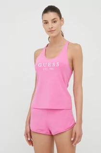 Piżamy damskie - Guess szorty piżamowe damskie kolor różowy - grafika 1