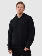 Bluzy męskie - 4F Bluza męska dresowa rozpinana z kapturem 4FWSS25TSWSM1537-20S Czarny Roz. M - miniaturka - grafika 1