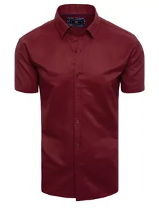 Koszula męska z krótkim rękawem bordowa Dstreet KX0991 - Koszule męskie - miniaturka - grafika 1