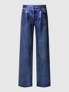 Spodnie damskie - Jeansy o luźnym kroju z detalem z logo - grafika 1