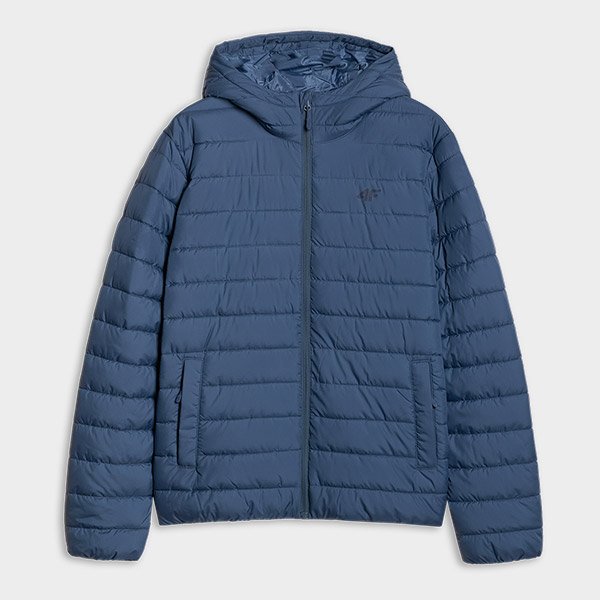 Męska kurtka puchowa z kapturem 4F 4FWAW25TDJAM598-32S Niebieski XL