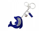 Breloki - Brelok Breloczek Niebieski Delfin Cyrkonie Do Auta - miniaturka - grafika 1