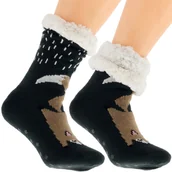 Skarpetki damskie - Skarpetki Damskie na Zimę Grube PODSZYTE MISIEM LISEK 36-41 - miniaturka - grafika 1