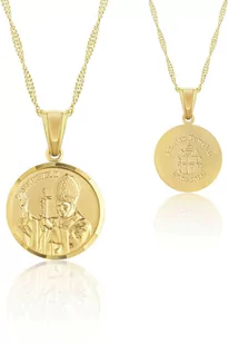 Łańcuszek z medalikiem z Janem Pawłem 2 srebrny pozłacany - Biżuteria religijna - miniaturka - grafika 1