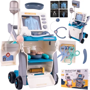 Duży Zestaw Lekarski EKG Akcesoria na Wózku Mały Doktor - Zabawy w naśladowanie dorosłych - miniaturka - grafika 1