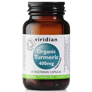 Viridian Organic Turmeric Viridian kurkuma 400mg (30 kaps) 5060003599654 - Układ pokarmowy - miniaturka - grafika 1