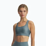 Bielizna sportowa damska - Biustonosz treningowy Under Armour Crossback Mid jasper blue/serpentine WYSYŁKA W 24H 30 DNI NA ZWROT - miniaturka - grafika 1