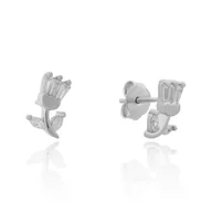 Kolczyki - Srebrne kolczyki kwiatki z cyrkoniami sztyfty pr. 925 - miniaturka - grafika 1