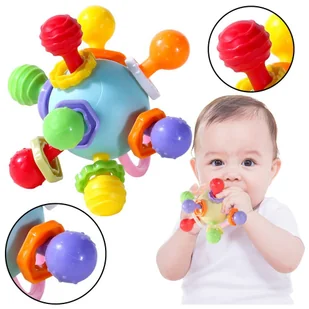 Gryzak Zabawka Sensoryczna Z Grzechotką Dla Niemowląt Kolorowa LEAN TOYS - Gryzaki dla dzieci - miniaturka - grafika 1