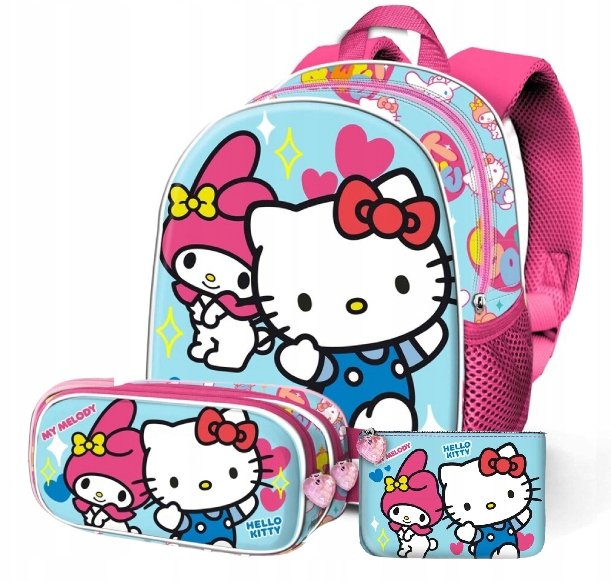 Hello Kitty Plecak Na Wycieczki Dziecięcy 3D Premium Piórnik Portfel