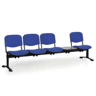 Inne meble biurowe - B2B Partner Ławka do poczekalni tapicerowana VIVA, 4-siedziska + stolik, niebieski, czarne nogi 150598 - miniaturka - grafika 1