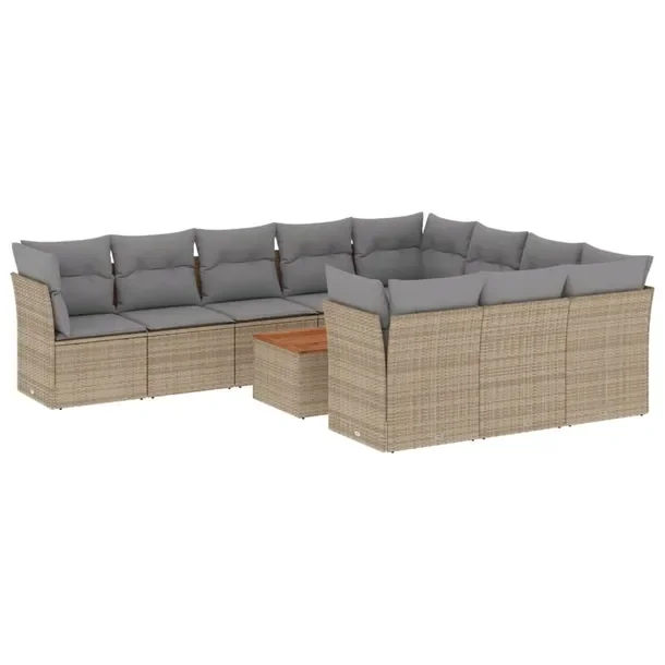 Zestaw mebli ogrodowych modułowych rattan PE beżowy 62 x 62 x 69 cm
