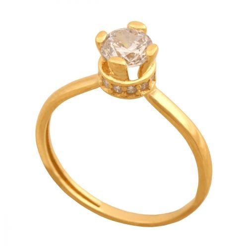 Złoty Pierścionek Zaręczynowy z Cyrkonią 585 1.45 g, R 13 Rodium