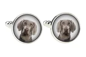 Spinki do mankietów i krawatów - Wyżeł weimarski, Weimaraner - spinki do mankietów, ozdoba koszuli, zawieszka do koszuli marki Art-Dog - miniaturka - grafika 1