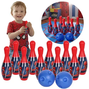 MARVEL Spider-Man MINI ZESTAW do gry w kręgle, KRĘGLE dla dzieci, gra zręcznościowa, 10 KRĘGLI + 2 KULE, 3+ - Zabawki i gry sportowe - miniaturka - grafika 1