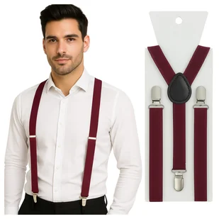 Szelki do spodni 2,5 cm bordowe - Dodatki do ubrań - miniaturka - grafika 1