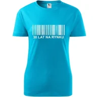 Koszulki i topy damskie - Damska Koszulka z Nadrukiem 30 lat na rynku na Prezent na Urodziny dla Niej turkusowy XS - miniaturka - grafika 1