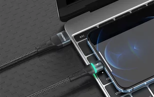 Kabel USB do Lightning Foneng X79, LED, oplot, 3A, 1m (czarny) - Kable - miniaturka - grafika 2