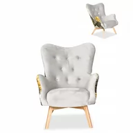 Fotele - Fotel uszak Luna Print Duo szara Monstera Family - miniaturka - grafika 1