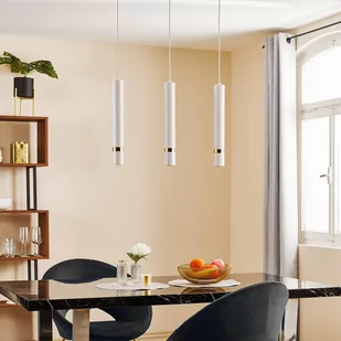 Lampa wisząca Rondo biała/złota, 3-punktowa długa - Lampy sufitowe - miniaturka - grafika 2