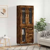 Szafki nocne - vidaXL Witrynka przydymiony dąb 69,5x34x180 cm materiał drewnopochodny - miniaturka - grafika 1