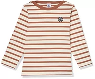 Bluzki damskie - Petit Bateau Bluzka żeglarska chłopięca z grubej koszulki, Lawina biała/chiński brązowy, 3 lat - miniaturka - grafika 1