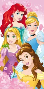 Ręcznik plażowy 70x140 Księżniczki Princess różowy dziecięcy bawełniany - Okrycia kąpielowe dla dzieci - miniaturka - grafika 1