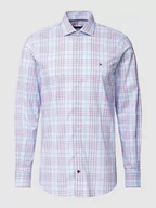 Koszule męskie - Koszula biznesowa o kroju stretch slim fit z bawełny ze wzorem w kratę glencheck - miniaturka - grafika 1