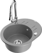 Zlewozmywaki z baterią - Mexen Kevin zlewozmywak granitowy 1-komorowy z ociekaczem i baterią kuchenną Elia, szary - 6517-71-670101-00 - miniaturka - grafika 1