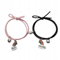 Biżuteria dla dzieci - Zestaw 2 Bransoletek Best Friends z Tęczą - Różowa i Czarna - miniaturka - grafika 1