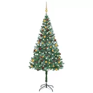 Choinki - vidaXL, Sztuczna choinka z lampkami LED bombkami i szyszkami, 180 cm - miniaturka - grafika 1