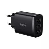 Ładowarki do telefonów - Ładowarka sieciowa Baseus Compact 3x USB Type A 17W Czarna - miniaturka - grafika 1