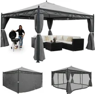 Moskitiery - Pergola Cadiz, pawilon ogrodowy, solidna rama 7 cm ze ścianą boczną + moskitiera ~ szary 4x4m - miniaturka - grafika 1