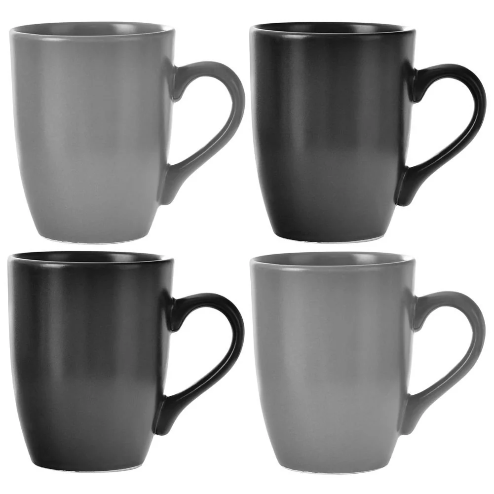 Orion Kubek z uchem do picia kawy herbaty napojów ceramiczny czarny szary zestaw kubków ALFA 350 ml 4 szt.