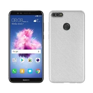 Etui i futerały do telefonów - NoName Etui Carbon Fiber Huawei Y9 2018 srebrny /silver - miniaturka - grafika 1