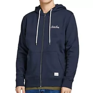 Bluzy męskie - JACK&JONES Męska bluza z kapturem JORTONS UB NOOS, granatowa marynarka/krój: standardowy/solidny, XS - miniaturka - grafika 1