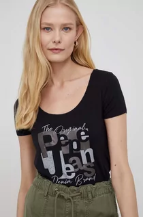 Koszulki i topy damskie - Pepe Jeans t-shirt CHELSEA damski kolor czarny - grafika 1