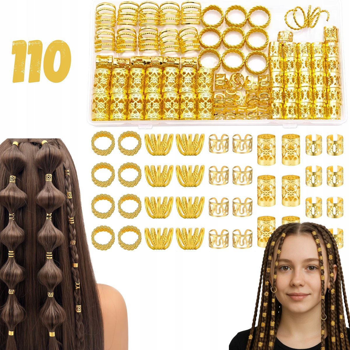 OZDOBY DO WARKOCZYKÓW 110 SZT 5 WZORÓW DO DREDÓW SPIRALE LISTKI PIERŚCIENIE