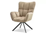 Fotele - WELUROWY FOTEL WYPOCZYNKOWY KIRA BEŻ NA CZARNYCH NOGACH - miniaturka - grafika 1