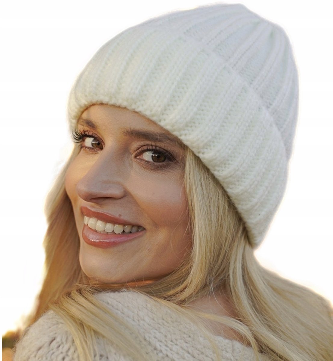 Damska CZAPKA prążek CIEPŁA zimowa stylowa POLSKI produkt z domieszką wełny