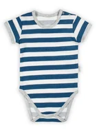 Body dla niemowląt - Niemowlęce body bawełniane z krótkim rękawem w paski granatowe Nicol,r.68 - miniaturka - grafika 1